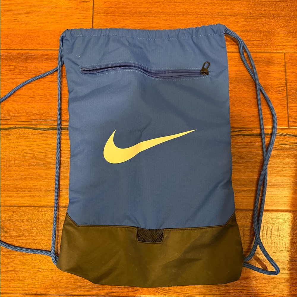 Nike Blue and Black Drawstring Backpack